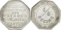 World Coins - France, Token, Chambre Syndicale des Patrons Boulangers, 1/4 Décime, Nantes