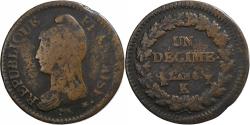 World Coins - France, Decime, Dupré, AN 8, Bordeaux, Copper,