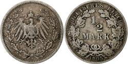 World Coins - GERMANY - EMPIRE, 1/2 Mark, 1905, Berlin, Silver, , KM:17