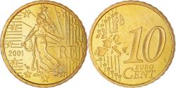 World Coins - France, 10 Euro Cent, 2001, Paris, Proof / BE, , Brass, Gadoury:4a