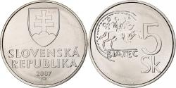 World Coins - Slovakia, 5 Koruna, 2007, Kremnica, Nickel plated steel, , KM:14