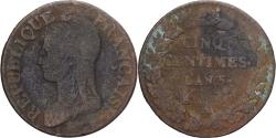 World Coins - Coin, France, Dupré, 5 Centimes, AN 5, Paris, , Copper, Gadoury:126