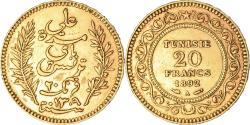 World Coins - Coin, Tunisia, Ali Bey, 20 Francs, 1892, Paris, AU(50-53), Gold, KM:227
