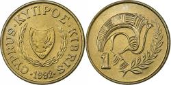 World Coins - Cyprus, Cent, 1992, Llantrisant, Nickel-brass,