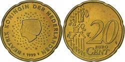World Coins - Netherlands, 20 Euro Cent, 1999, Utrecht, Nordic gold,