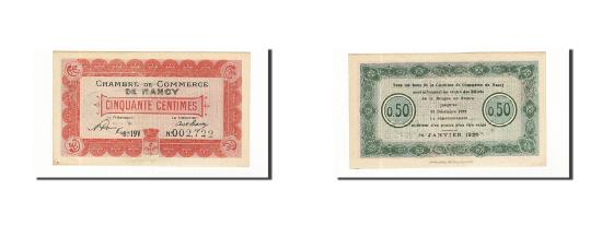 Banknote, Pirot:87-37, 50 Centimes, 1920, France, UNC(63), Nancy