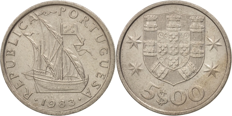 World Coins - Portugal, 5 Escudos, 1983, , Copper-nickel, KM:591