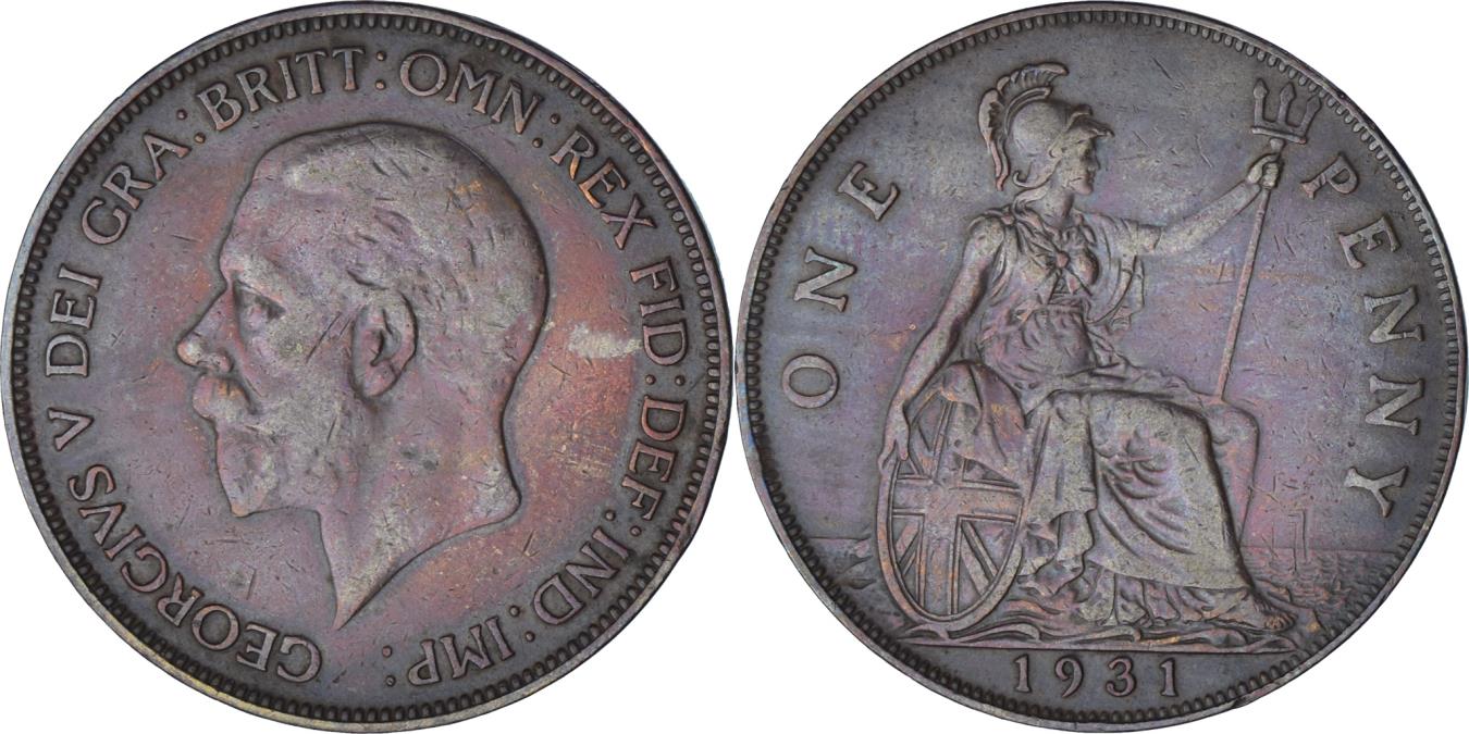 Coin, Great Britain, George V, Penny, 1931, , Bronze, KM:838 | European  Coins