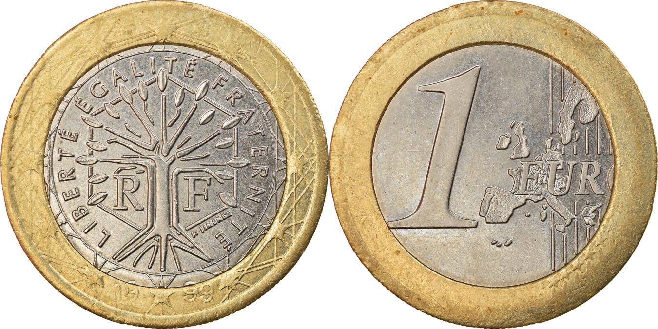 1ユーロ 1999年 - 非常に希少なフランスのユーロ硬貨 - RF - Liberte Egalite Fraternite