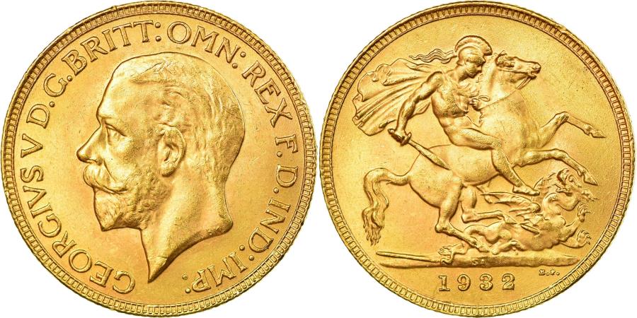 World Coins - Coin, South Africa, George V, Sovereign, 1932, Pretoria, , Gold, KM:A22