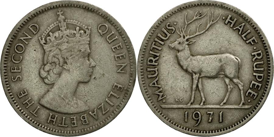 Coin, Mauritius, Elizabeth II, 1/2 Rupee, 1971, , Copper-nickel