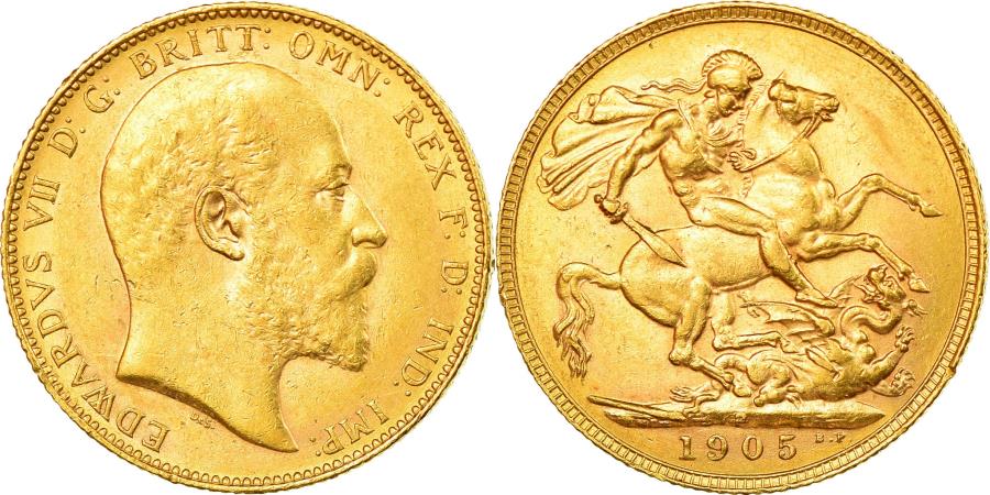 World Coins - Coin, Australia, Edward VII, Sovereign, 1905, Perth, , Gold, KM:15
