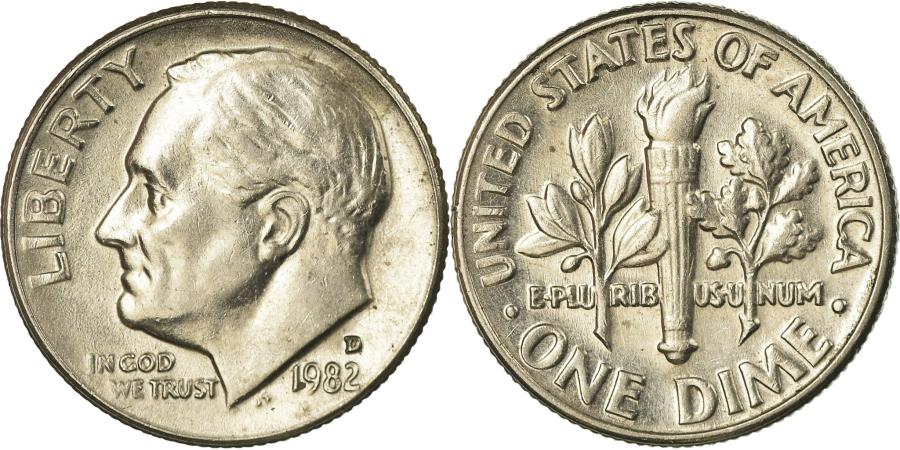 US Coins - Coin, United States, Roosevelt Dime, Dime, 1982, U.S. Mint, Denver,