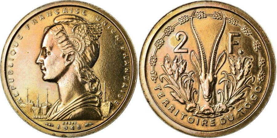 Coin, Togo, 2 Francs, 1948, Paris, ESSAI, , Coppernickel, KME5
