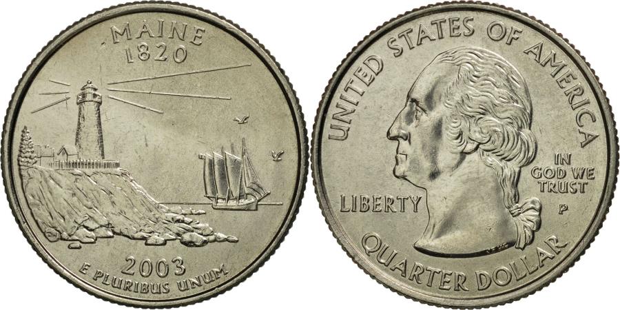 United States Maine Quarter 2003 Philadelphia Copper Nickel