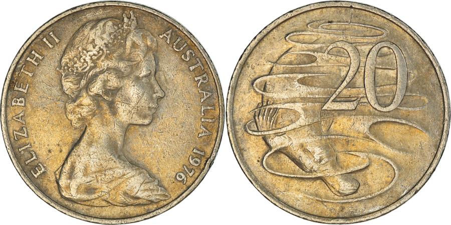 Coin, Australia, Elizabeth II, 20 Cents, 1976, Melbourne
