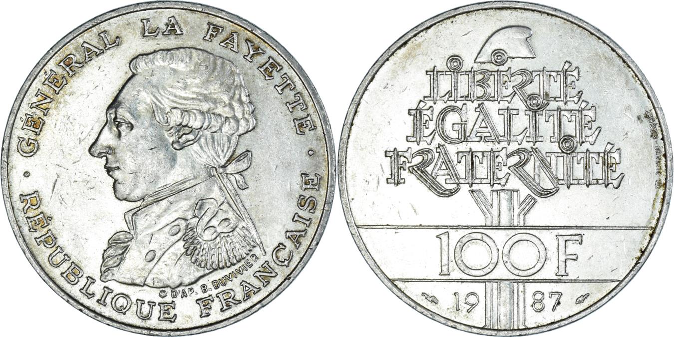 Coin, France, Lafayette, 100 Francs, 1987, , Silver, KM:962