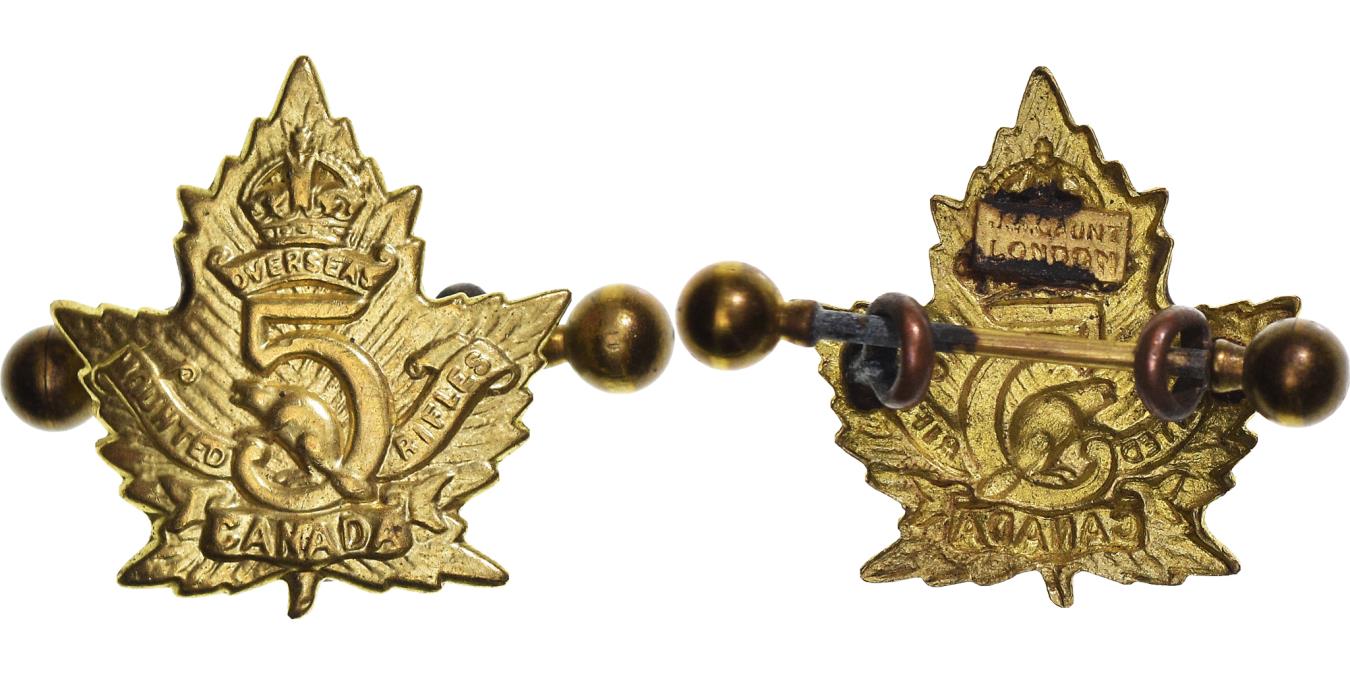 Canada, Canadian 5th Mounted Rifles, Cap Badge, 1914-1918, Excellent ...