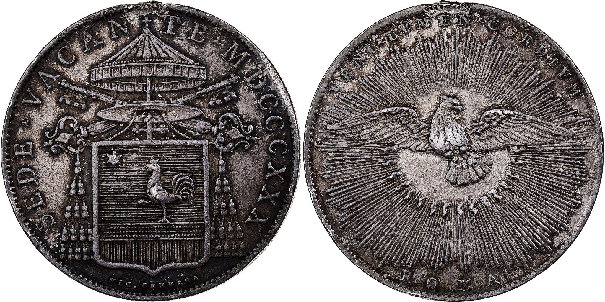 Papal States, Sede Vacante, Scudo, 1830, Rome, Silver, , KM:1311