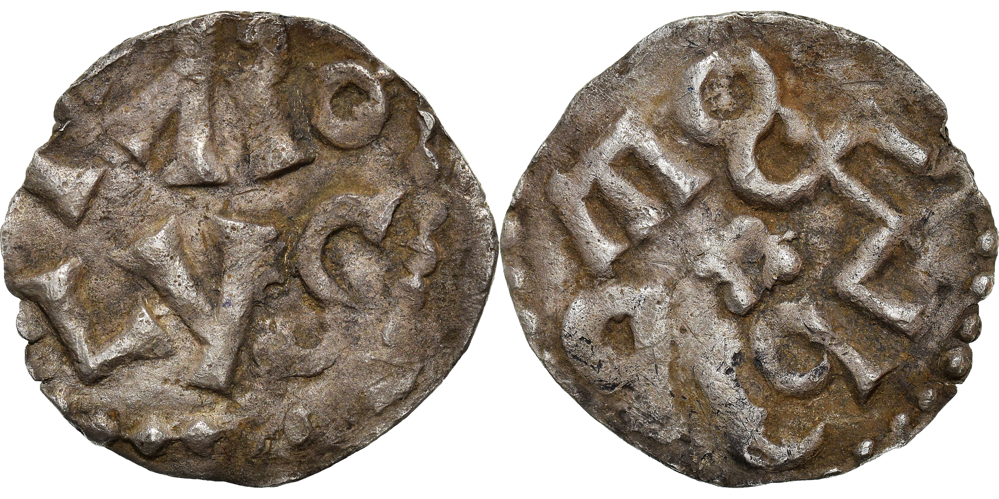 Coin, France, Charlemagne, Denarius, 771-793, Melle, , Silver