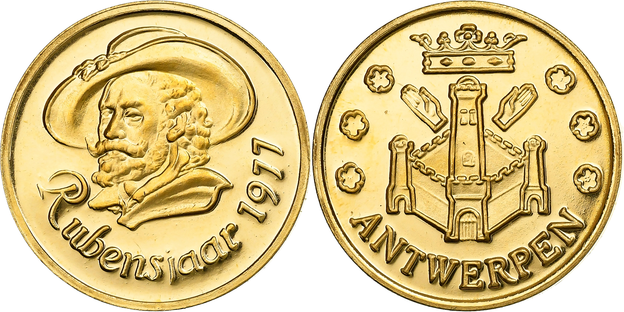 Belgium, Medal, 1977, Brussels, Gold, Medaille 400 ans de PETER