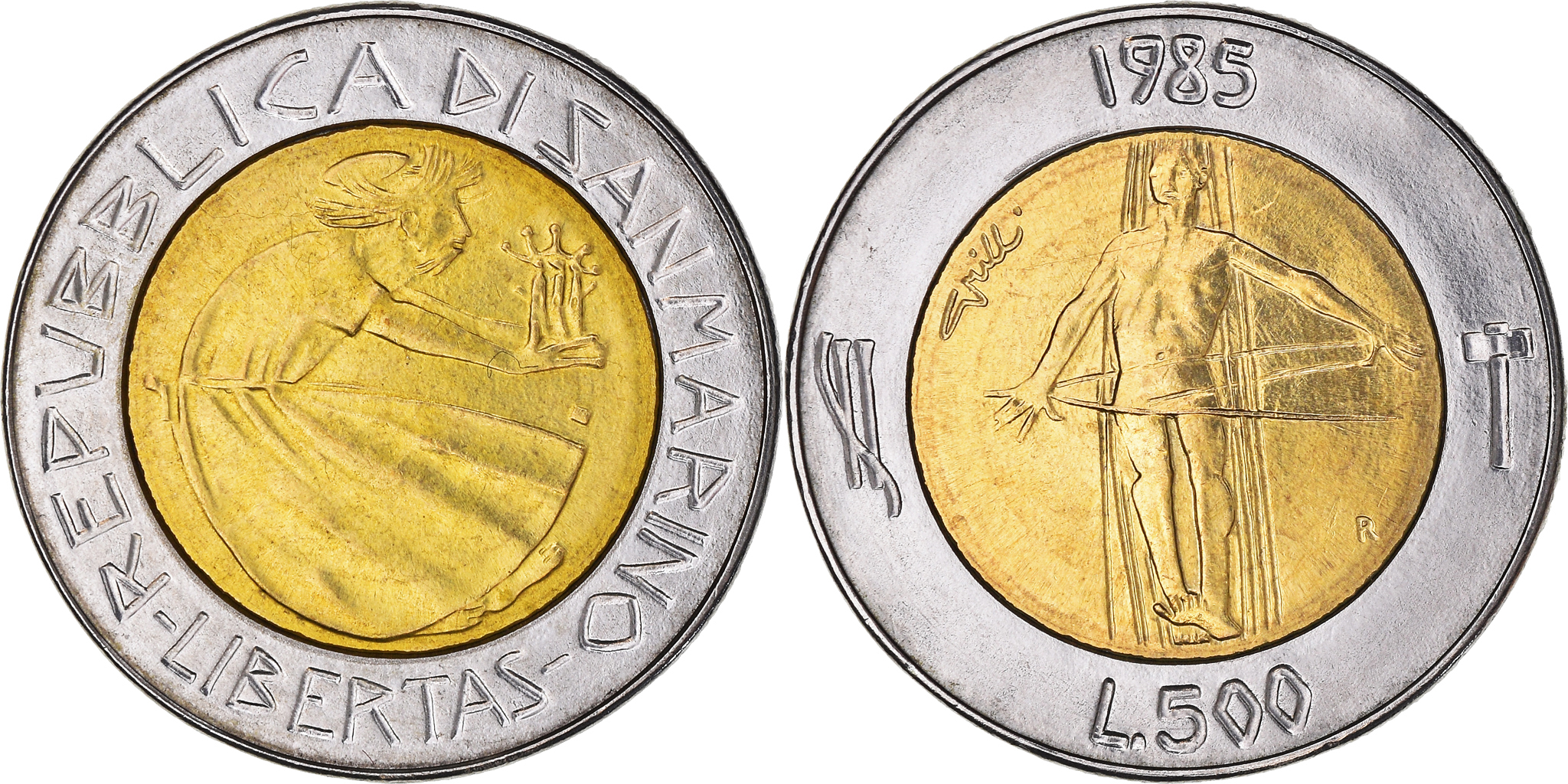 Coin, San Marino, 500 Lire, 1985, , Bi-Metallic, KM:181 | European 