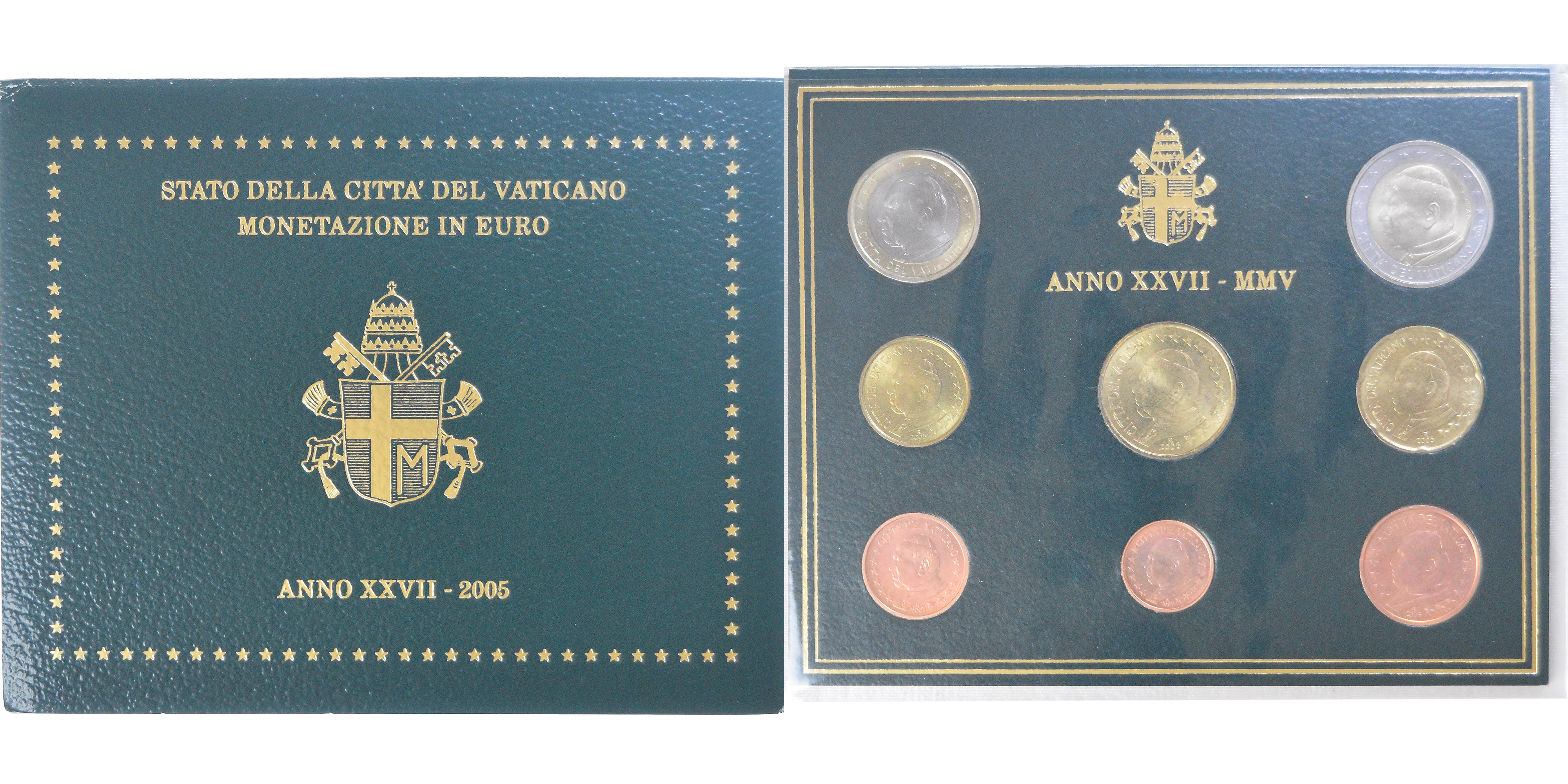 期間限定お値下げ！激レア！早い者勝ち！　ＴＨＥ　ＶＡＴＩＣＡＮ Vatican, Jean-Paul II, Coffret 1c. à 2€, 2005 - Anno XXVII, Rome, BU