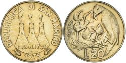World Coins - Coin, San Marino, 20 Lire, 1975, Rome, , Aluminum-Bronze, KM:44