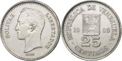 World Coins - Venezuela, 25 Centimos, 1989, Nickel Clad Steel, , KM:50a