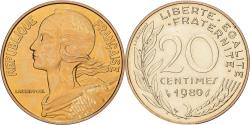 World Coins - France, 20 Centimes, Marianne, 1980, Paris, série FDC, Aluminum-Bronze