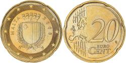 World Coins - Malta, 20 Euro Cent, 2008, Paris, gold-plated coin, , Brass, KM:129