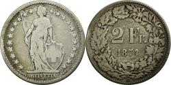 World Coins - Coin, Switzerland, 2 Francs, 1874, Bern, , Silver, KM:21