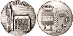World Coins - France, Medal, Ville d'Oignies, History, , Silvered bronze
