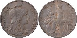World Coins - France, 10 Centimes, Daniel-Dupuis, 1898, Paris, Bronze,