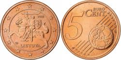 World Coins - Lithuania, 5 Centimes, 2015, Vilnius, Copper Plated Steel,