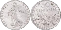 World Coins - Coin, France, Semeuse, 50 Centimes, 1908, Paris, , Silver, KM:854