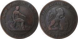 World Coins - Spain, Provisional Government, 10 Centimos, 1870, Madrid, Copper,