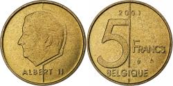 World Coins - Belgium, Albert II, 5 Francs, 5 Frank, 2001, Brussels, Aluminum-Bronze