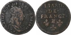 World Coins - France, Louis XIV, Liard, 1655, Pont-de-l'Arche, Copper, , Gadoury:80