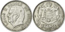 World Coins - Coin, Monaco, Louis II, 5 Francs, 1945, Poissy, , Aluminum, KM:122