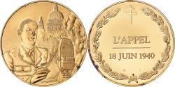 World Coins - France, Medal, L'appel, 18 juin 1940, Politics, Society, War, , Vermeil