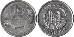 World Coins - Coin, Iceland, Krona, 1991