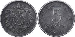 World Coins - German Empire, Wilhelm II, 5 Pfennig, 1918, Zinc clad iron,