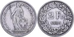World Coins - Switzerland, 2 Francs, 1909, Bern, Silver, , KM:21