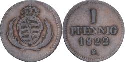 World Coins - Kingdom of Saxony, Friedrich August I, 1 Pfennig, 1822, Dresden, Copper