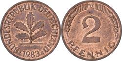 World Coins - Federal Republic of Germany, 2 Pfennig, 1983, Munich, Copper Plated Steel