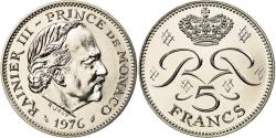 World Coins - Coin, Monaco, Rainier III, 5 Francs, 1976, , Copper-nickel, KM:150