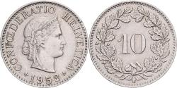 World Coins - Switzerland, 10 Rappen, Libertas, 1958, Bern, Copper-nickel, , KM:27