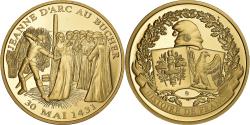 World Coins - France, Medal, Histoire de France, Jeanne d'Arc au Bucher, Copper Gilt