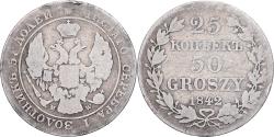 World Coins - Poland, Nicholas I, 50 Groszy, 1842, Warsaw, Silver,